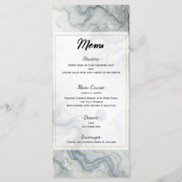 Blue Gray Gold Beach Watercolor Wedding Menu Menükarte