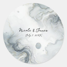 Blue Gray & Gold Beachy Watercolor Beach Hochzeit