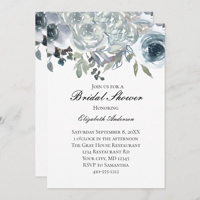 Blue Gray Green Elegante Frische Pasta machen Einladung (Vorne/Hinten)