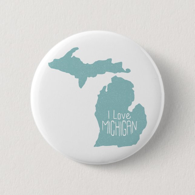 Blue Gray I Liebe Michigan Silhouette Button (Vorderseite)