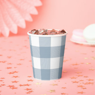 Blue Gray Karos Buffalo Gingham Kariertes Muster Pappbecher
