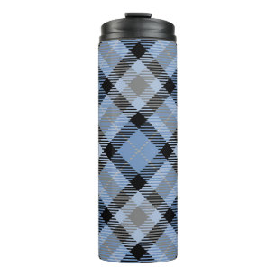 BLUE & GRAY LINEN SEHEN KARIERTES PATTER AUS THERMOSBECHER