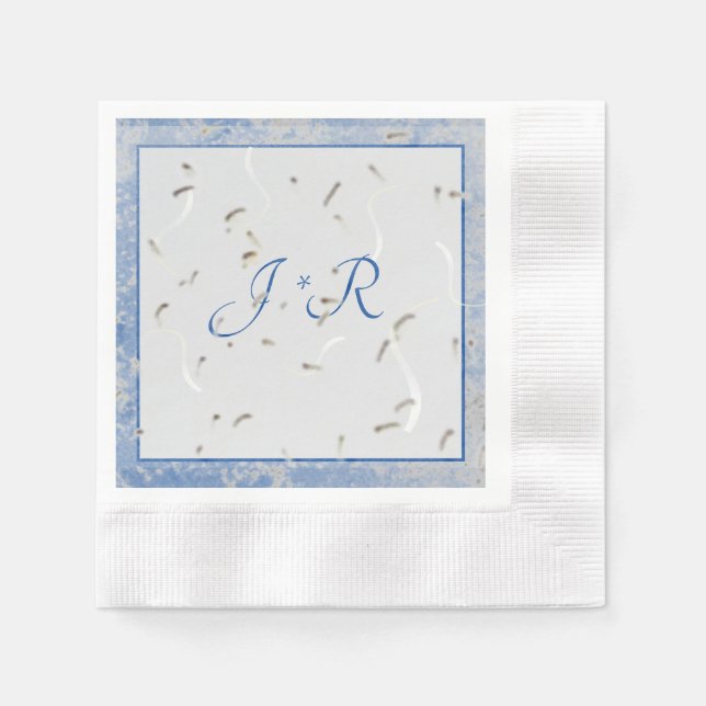 Blue & Gray Marble Monogramed Napkins Serviette (Vorderseite)