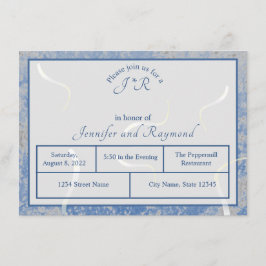 Blue & Gray Marble Monogrammierte Probe Dinner Begleitkarte