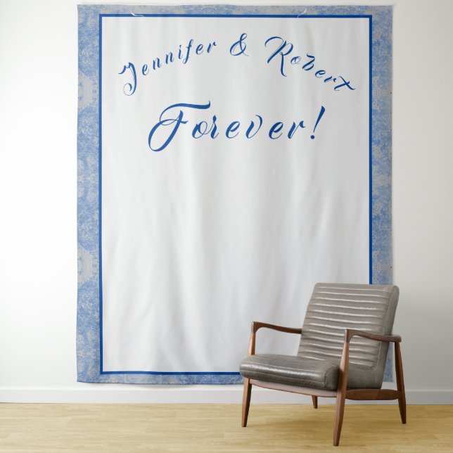 Blue & Gray Marble Wedding Wandteppich (Beispiel)