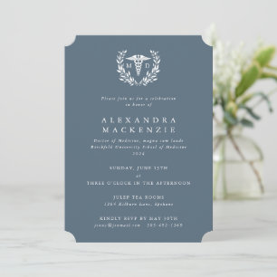 Blue-Gray MD Caduceus+Laurel Wreath Abschluss Einladung