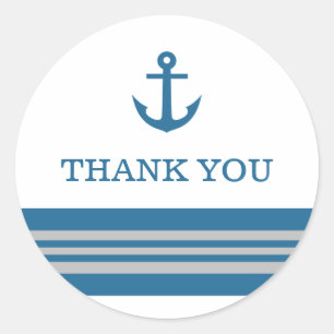 Blue Gray Nautical Anchor Danke Stickers