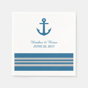 Blue Gray Nautical Anchor Paper Napkins Serviette
