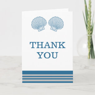 Blue Gray Nautical Seashells Danke Karte