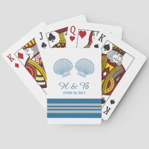 Blue Gray Nautical Seashells Playing Cards Spielkarten
