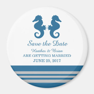 Blue Gray Nautical Seepferd Speichern Sie das Datu Magnet