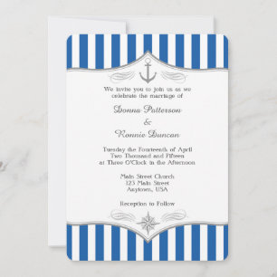 Blue Gray Nautical Wedding Einladung