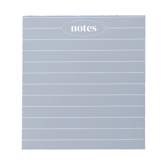 Blue Gray Notes Sleek & Modern Stationery Notizblock (Vorderseite)