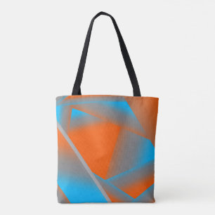 Blue Gray Orange Ombre Geometric Abstrakt Art