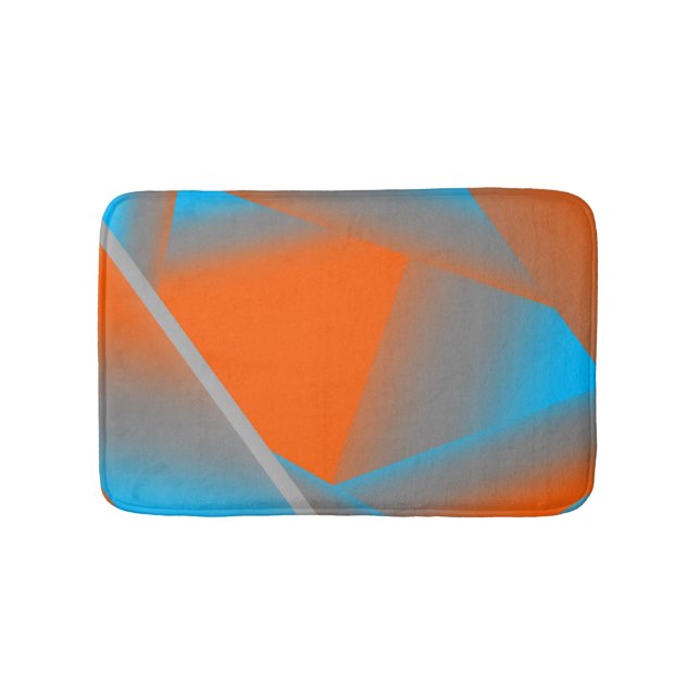 Blue Gray Orange Ombre Geometric Abstrakt Art Badematte (Vorderseite)
