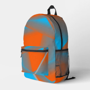 Blue Gray Orange Ombre Geometric Abstrakt Art Bedruckter Rucksack