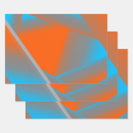 Blue Gray Orange Ombre Geometric Abstrakt Art Geschenkpapier Set