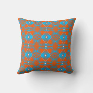 Blue Gray Orange Ombre Geometric Abstrakt Art Kissen
