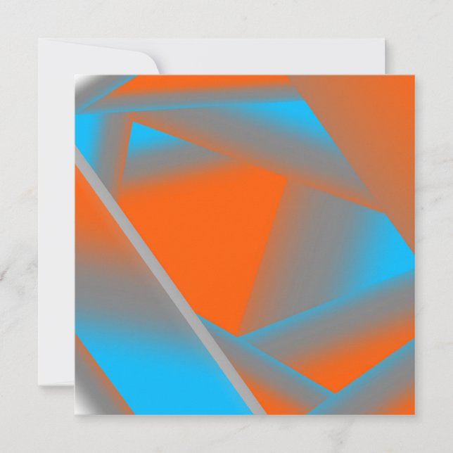 Blue Gray Orange Ombre Geometric Abstrakt Art Mitteilungskarte (Vorderseite)