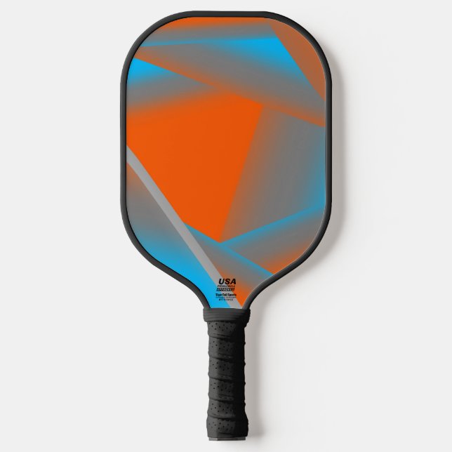 Blue Gray Orange Ombre Geometric Abstrakt Art Pickleball Schläger (Vorderseite)