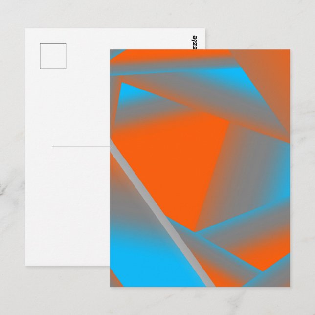 Blue Gray Orange Ombre Geometric Abstrakt Art Postkarte (Vorne/Hinten)