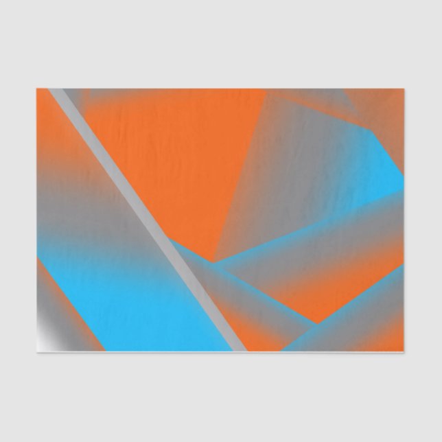 Blue Gray Orange Ombre Geometric Abstrakt Art Seidenpapier (Vorderseite)
