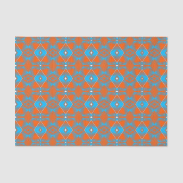 Blue Gray Orange Ombre Geometric Abstrakt Art Seidenpapier (Vorderseite)