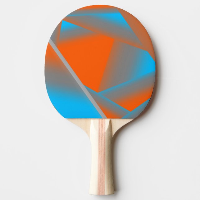 Blue Gray Orange Ombre Geometric Abstrakt Art Tischtennis Schläger (Vorderseite)