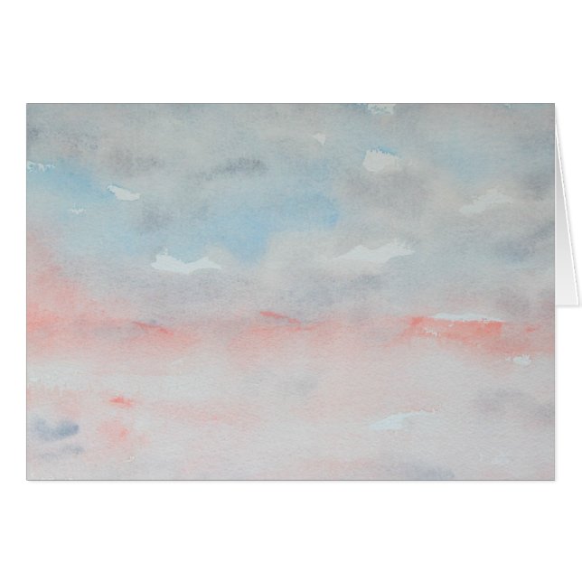 Blue Gray Pink Impressionist Wasserfarbe Landschaf (Vorderseite (Horizontal))