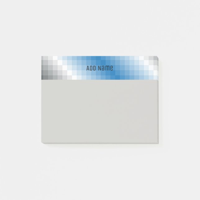 Blue Gray Pixel Personalisiert Post it notes (4x3) Post-it Klebezettel (Vorderseite)