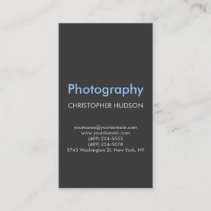 Blue Gray Schlicht Fotografy Business Card Visitenkarte