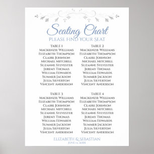 Blue & Gray Simple 4 Table Wedding Chart Poster