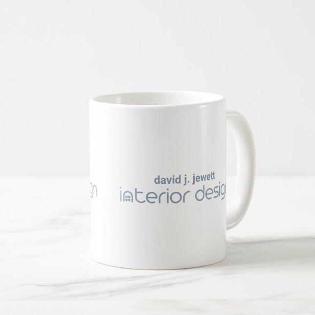 Blue-Gray Simple Interior Design Logo Kaffeetasse (VorderseiteRechts)