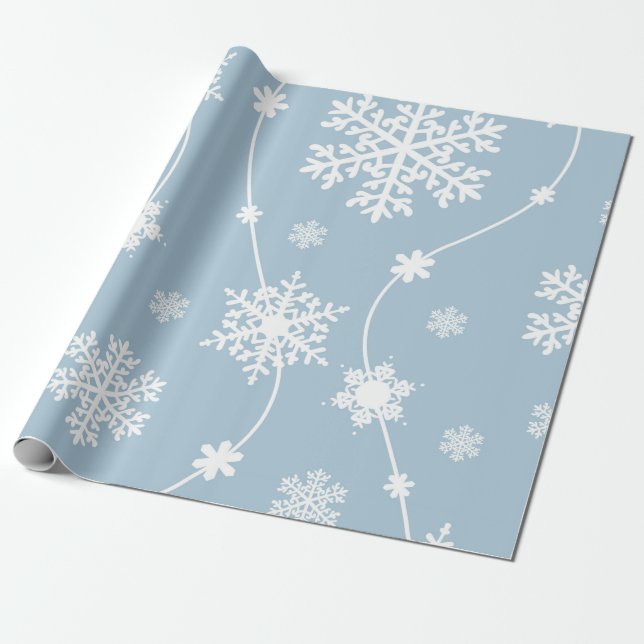 Blue Gray Snowflakes Winter Wonderland Urlaub Geschenkpapier (Ungerollt)