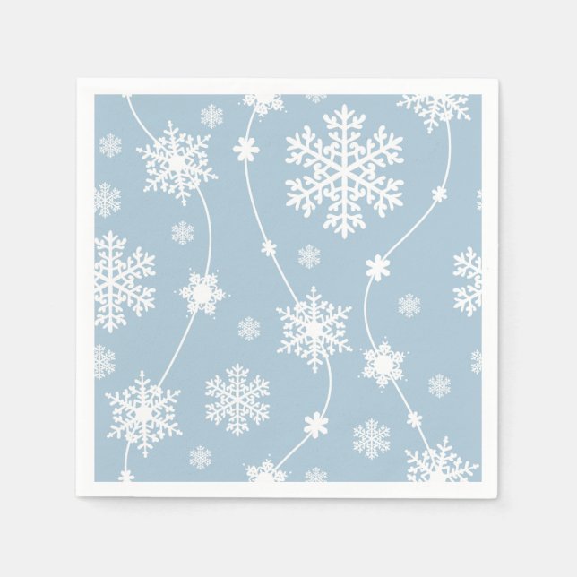 Blue Gray Snowflakes Winter Wonderland Urlaub Serviette (Vorderseite)