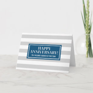 Blue Gray Stripes Anniversary Card Karte