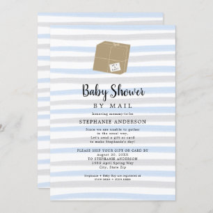 Blue Gray Stripes Boy Baby Dusche per Post Einladung