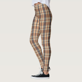 Blue Gray Tan Madras Karierter Sommer Leggings