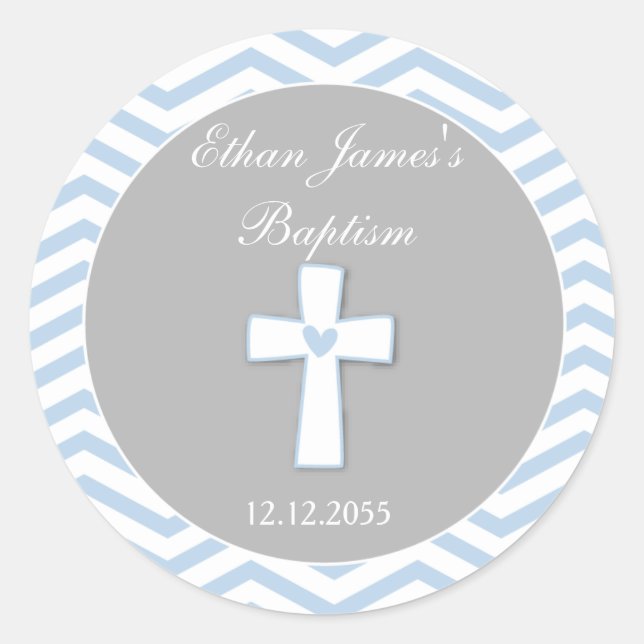Blue Gray Taufe Bevorzugen Stickers Tags (Vorderseite)