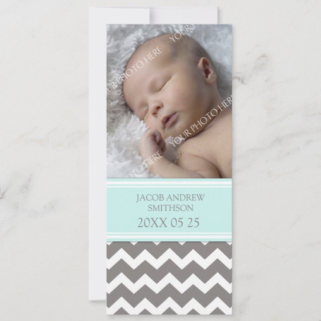 Blue Gray Template New Baby Birth Ankündigung (Vorderseite)