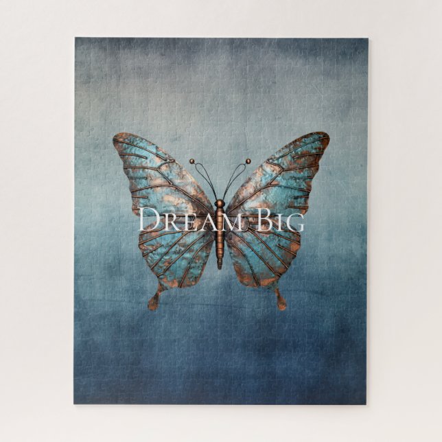 Blue Gray Texture Butterfly Puzzle (Vertikal)
