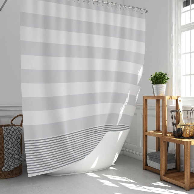 Blue Gray Turkish Stripe Duschvorhang (Von Creator hochgeladen)