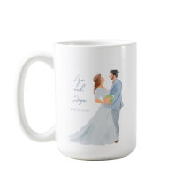 Blue Gray Wedding Couple personalized Mug w Date