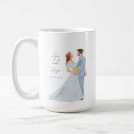 Blue Gray Wedding Couple personalized Mug w Date Kaffeetasse