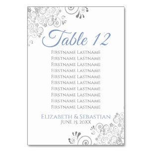 Blue & Gray Wedding Tischnummer Seating Chart