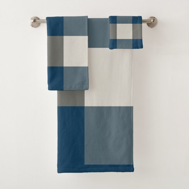 Blue Gray White Buffalo Karo Badhandtuch Set (Insitu)