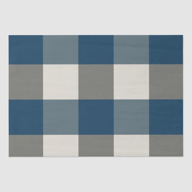 Blue Gray White Buffalo Karo Seidenpapier (Vorderseite)