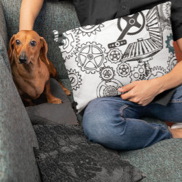 Blue Gray White Gears Steampunk Boys Dekoration Fl Dekokissen