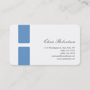 Blue-Gray White Round Corner Script Business Card Visitenkarte