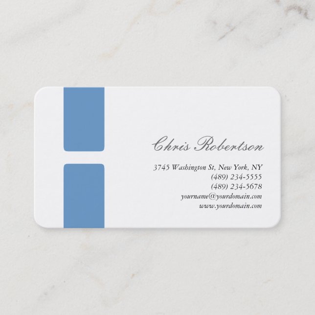 Blue-Gray White Round Corner Script Business Card Visitenkarte (Vorderseite)